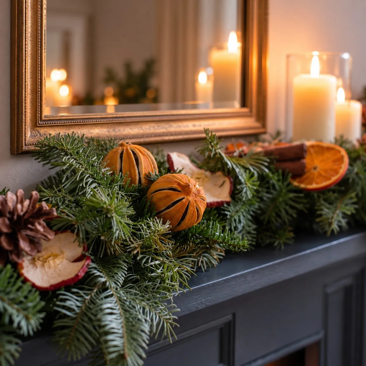 Garland ~ Orange & Spice Blue Fir Luxury Garland ~ Next Day Flower Delivery UK
