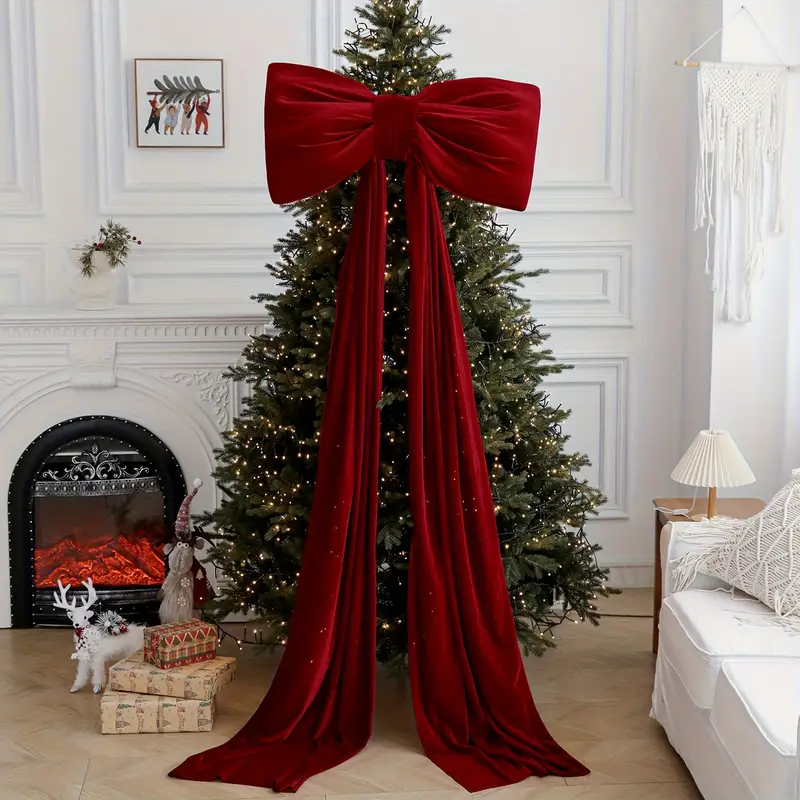 giant fluffy velvet christmas bow large elegant - Temu