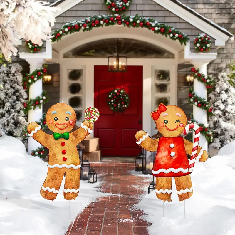 gingerbread man yard sign christmas themed lawn stake winter - Temu  Mauritius