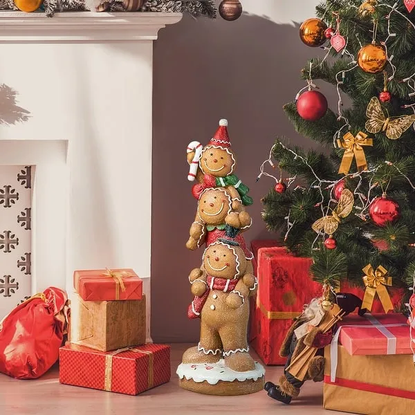 Gingerbread Porch Decorations Christmas MGO Stacked Gingerbread Men Porch  Decor HSN
