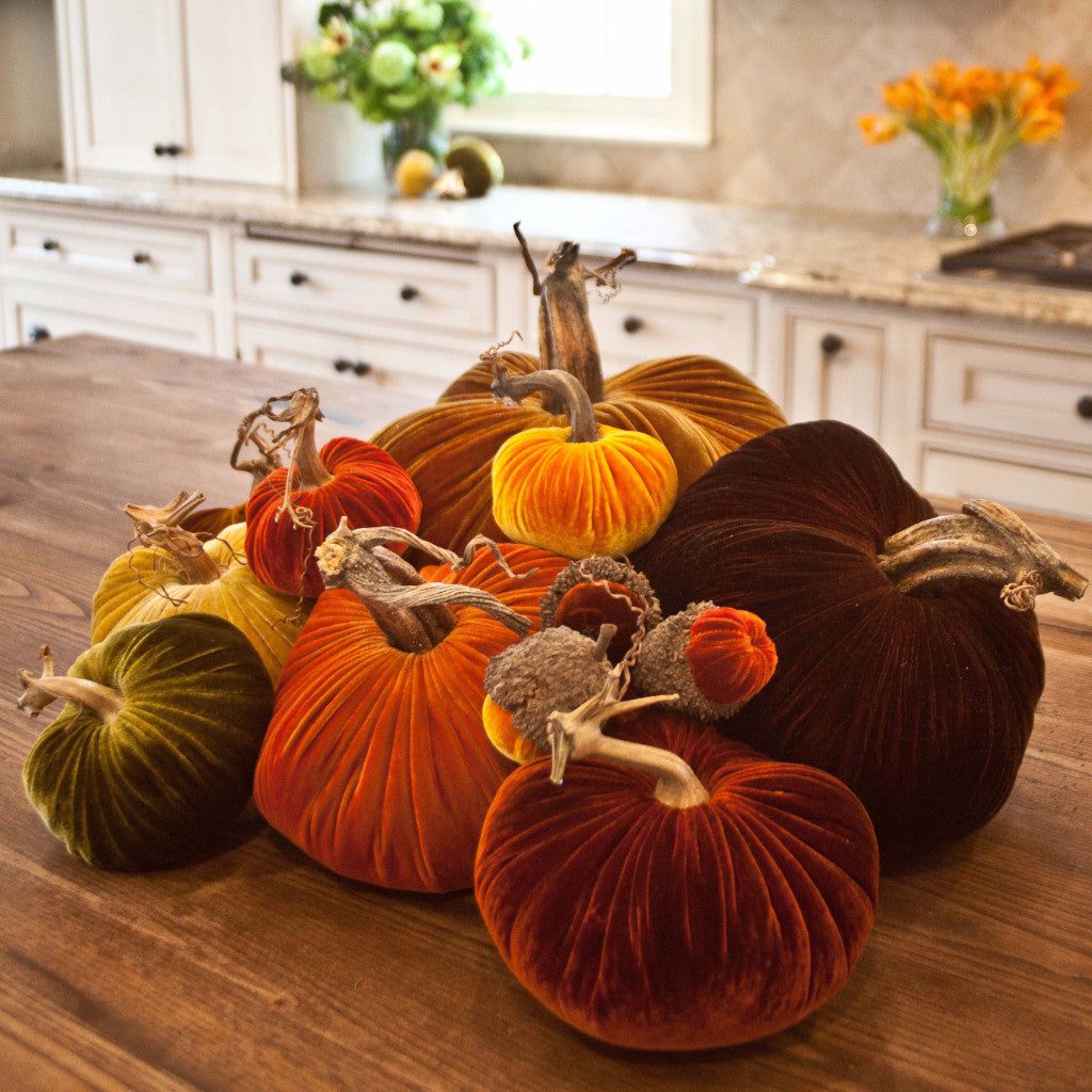 Glam Velvet Pumpkin, Velvet Pumpkin Decor in Orange and Black