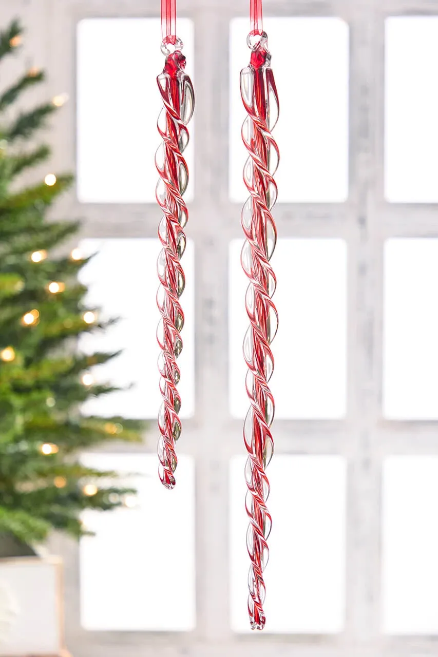 Glass Icicle Tree Decorations Christmas Decorations Icicles Icicle Ornament (Set Of 2) Glass Decorator's Warehouse