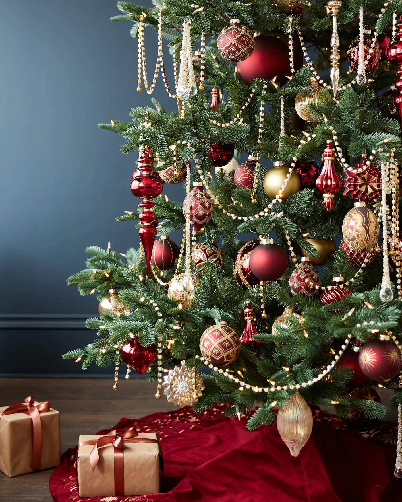 Gold Beaded Garland For Christmas Tree Gold Wood Bead Garland Christmas  Tree Garland, Neutral Holiday, Modern