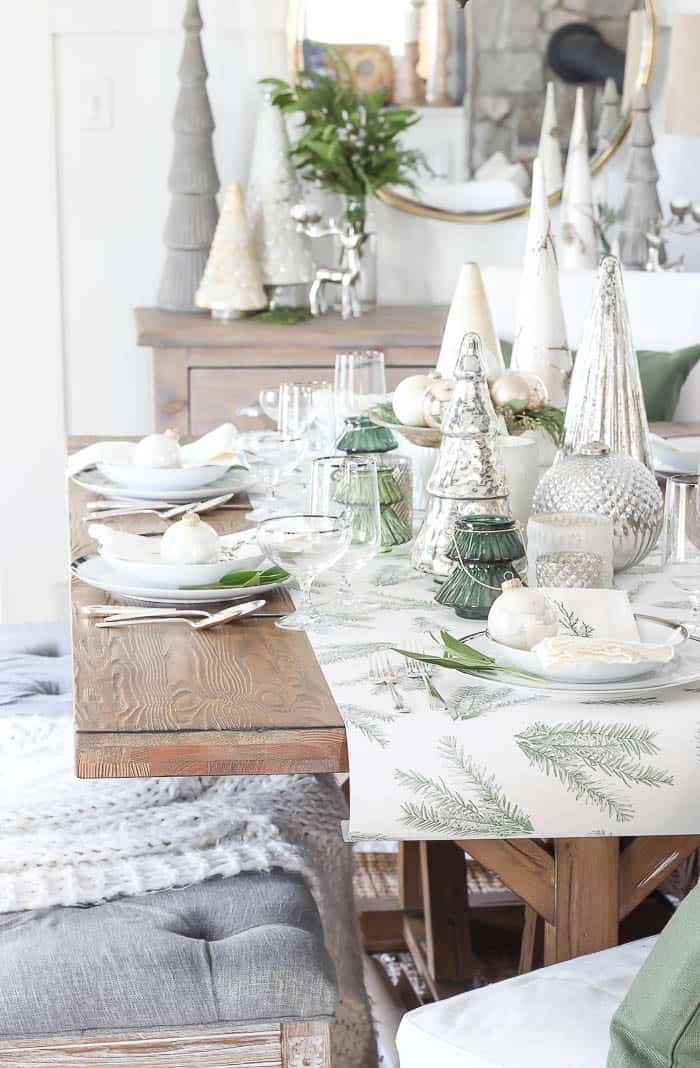 Green + White Christmas Tree Tablescape - Rooms For Rent blog