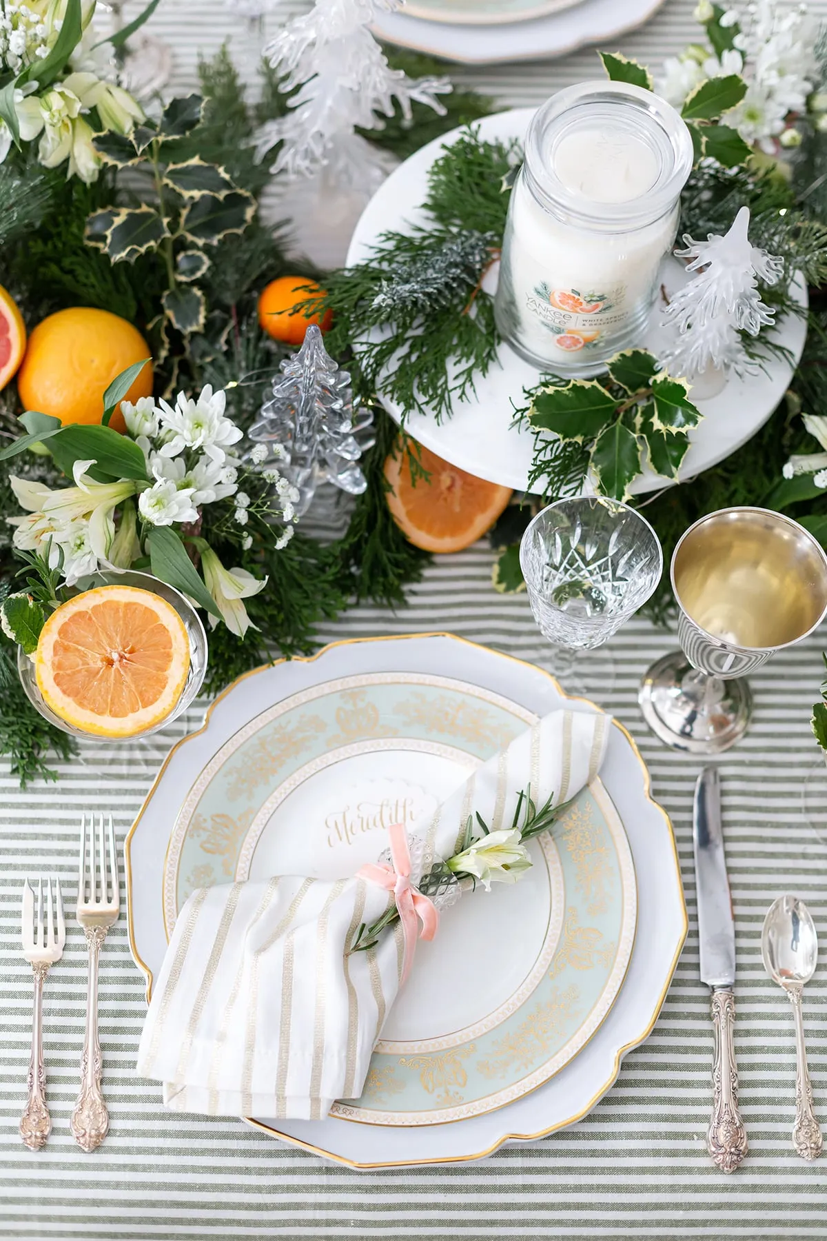Greenery & Citrus Christmas Table - Pizzazzerie