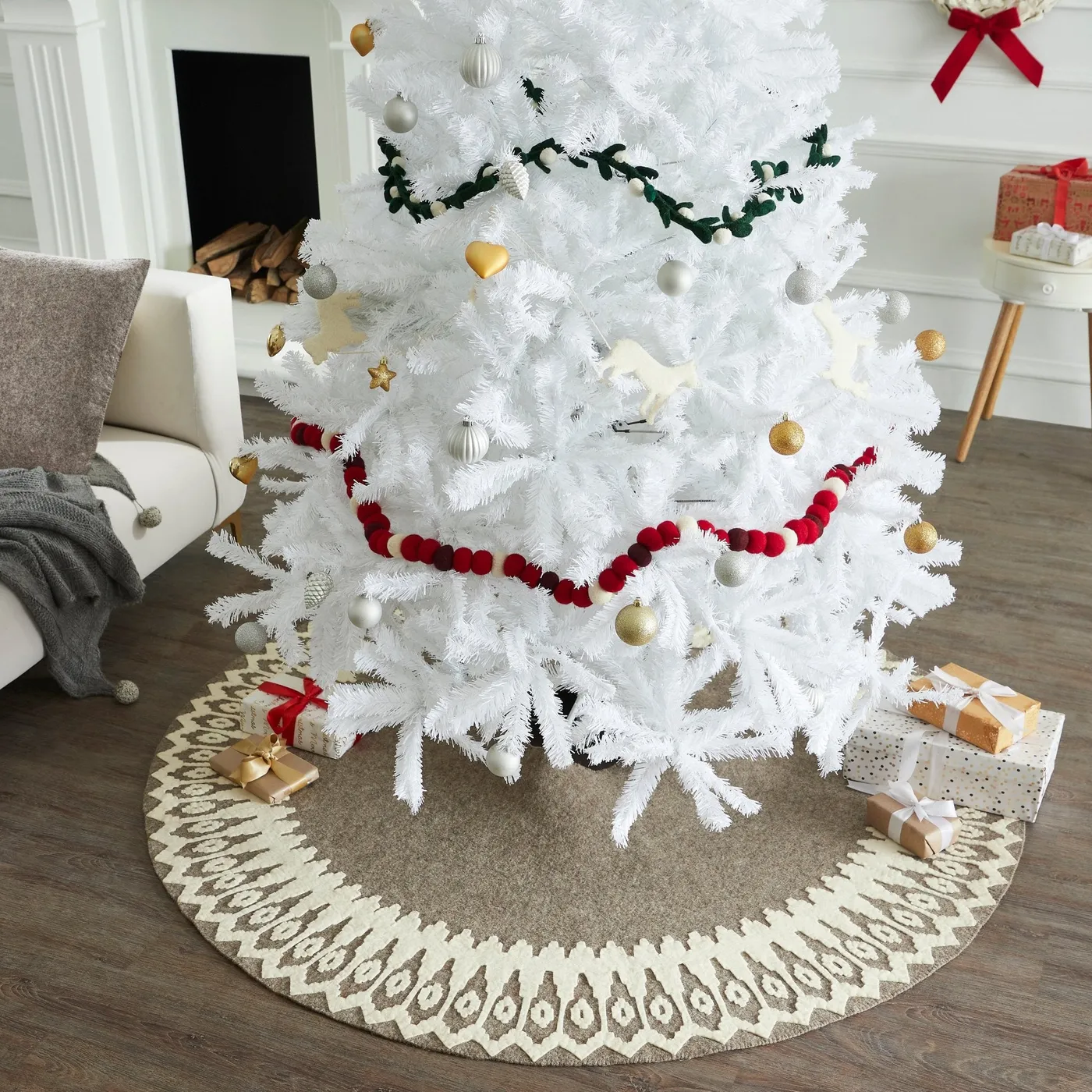 Hammered Metal Christmas Tree Collar Silver Tone Skirt Ring Cover Christmas  Tree Skirt