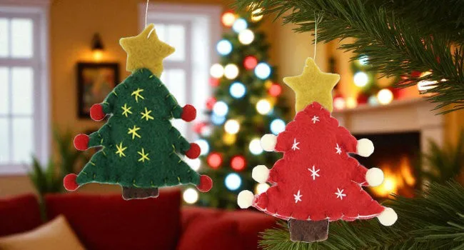 Handmade Felt Christmas Ornaments - Festive Tree, Stocking, and Snowfl – EMARTBUY