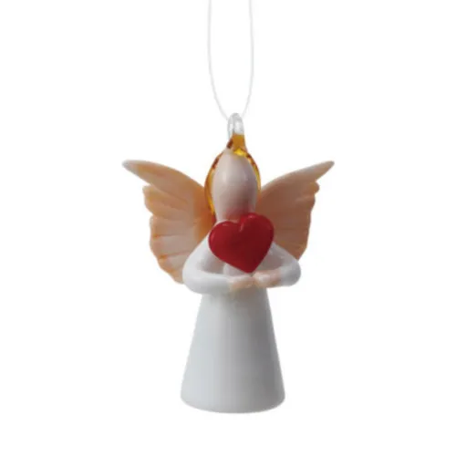 Handmade Glass Angel Ornament with Heart | 2.5 Inch