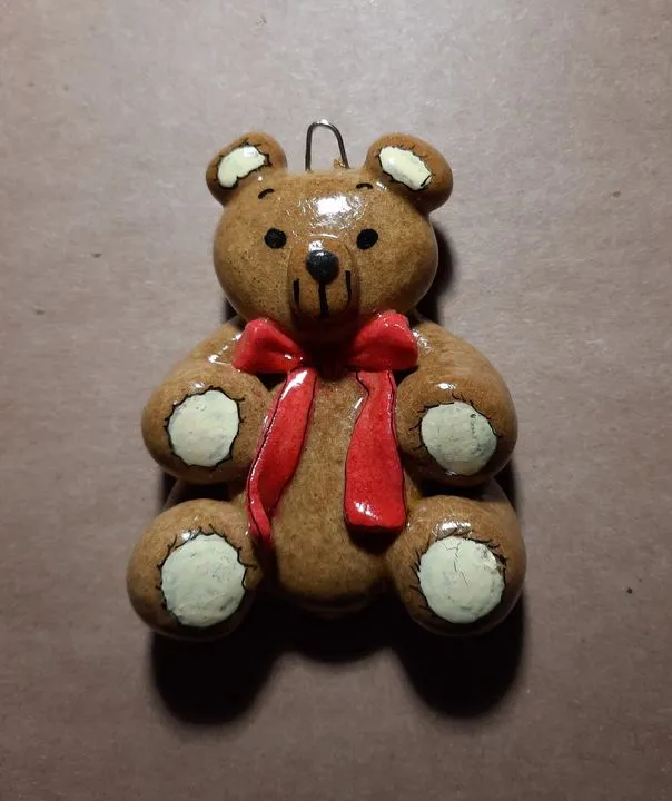 Handmade Teddy Bear Dough Ornament - Panoramic Palette - Crafts & Other Art, Ornaments - ArtPal