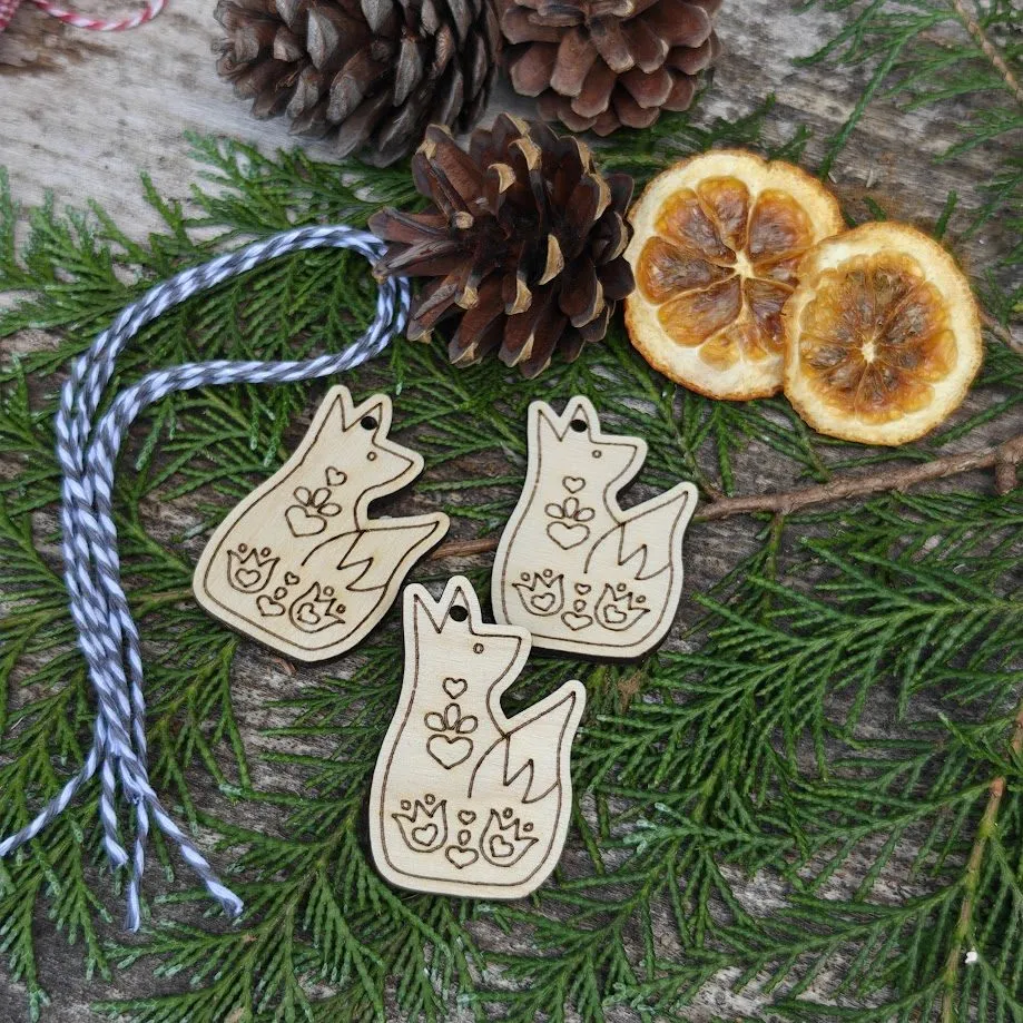 Handmade Wood Ornaments Set Of Four Rustic Wood Slice Christmas Ornament  Handmade Engraved Christian Art