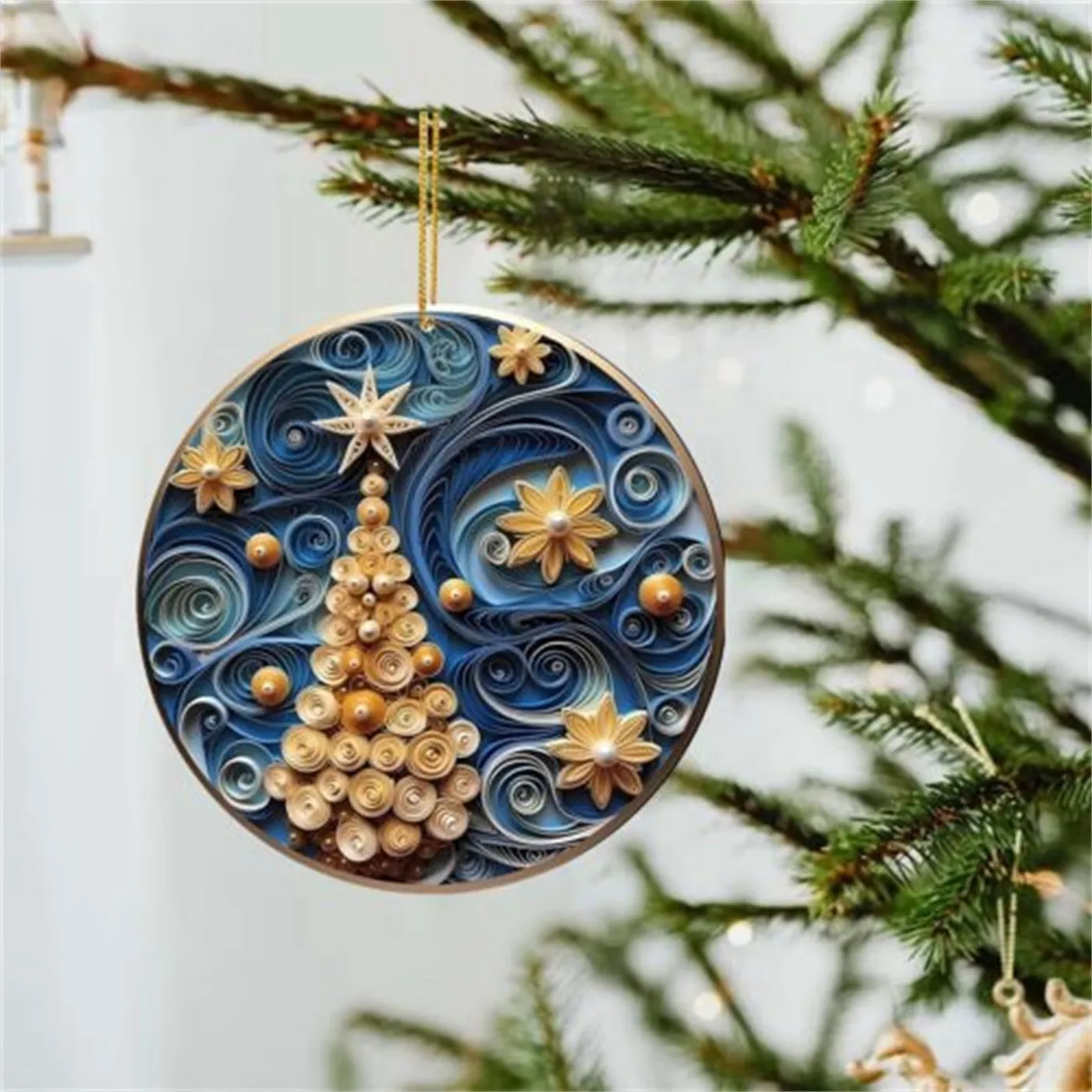 HaoXun Elegant Navy Blue and Gold Christmas Ornament - 8cm Acrylic Hanging  Decoration for Holiday Tree, Durable Festive Gift Idea - Walmart.ca