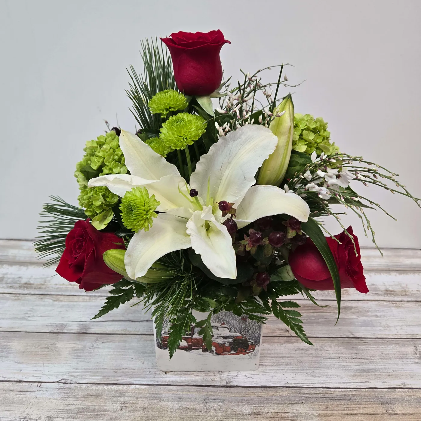 Holiday Rose and Lily Cube