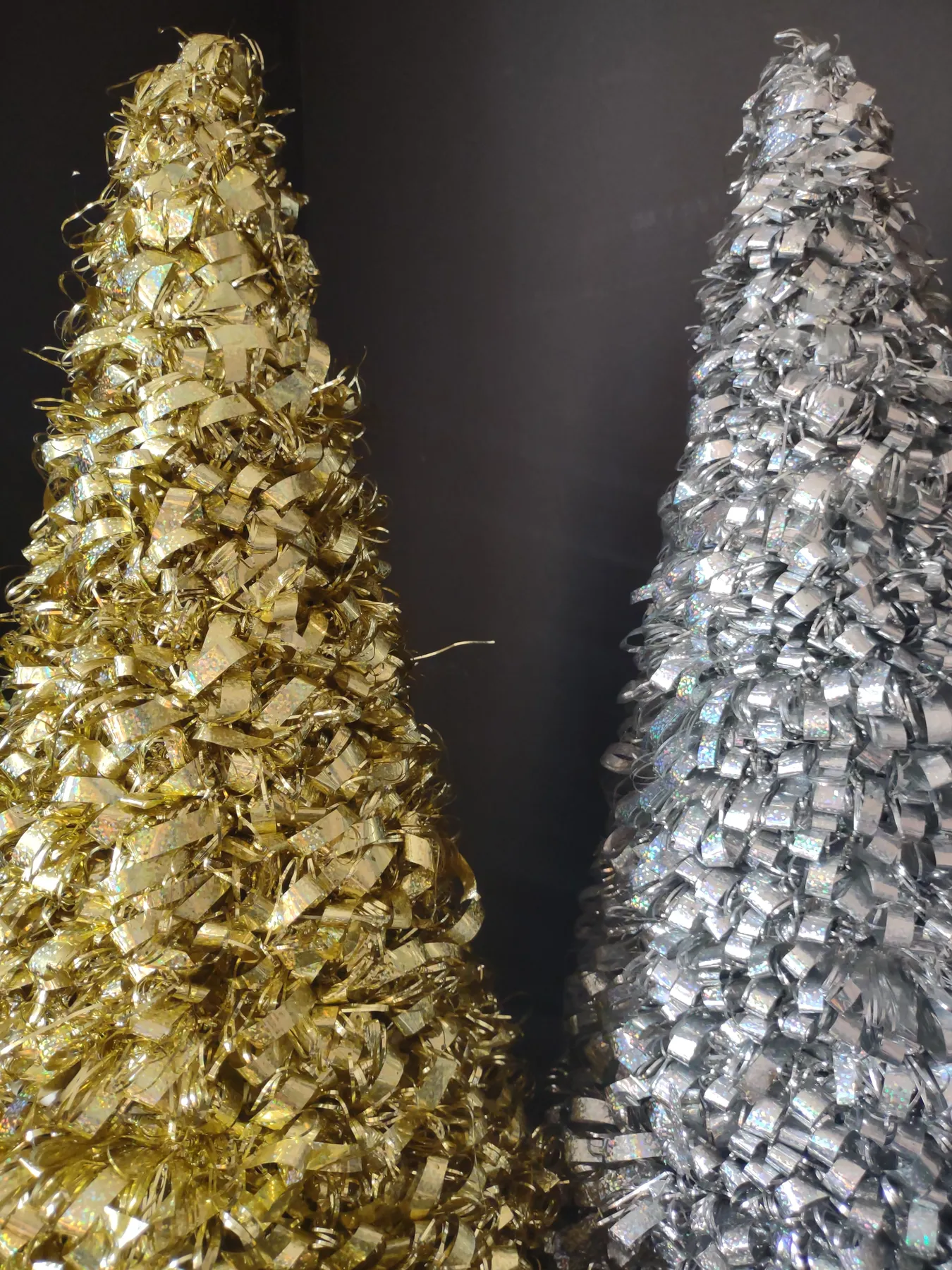 Holographic Tinsel Cone Tabletop Christmas Tree Gold Silver 19' (lot 3 – Vintage Plates