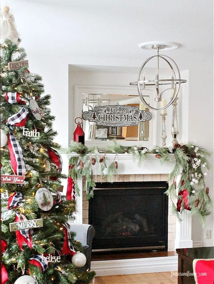 How to Make Asymmetrical Christmas Mantel Decor