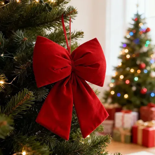 Hu Christmas Tree Ornaments Decoration Bow Flocking Fabric | MercadoLivre