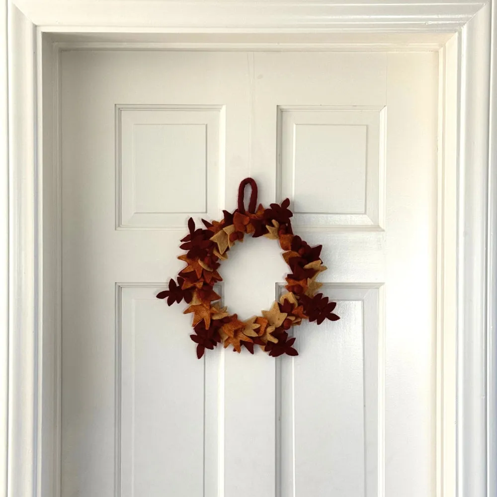 Humble Hilo Handmade Felt Flower Wreath Fall Leaves Wreath