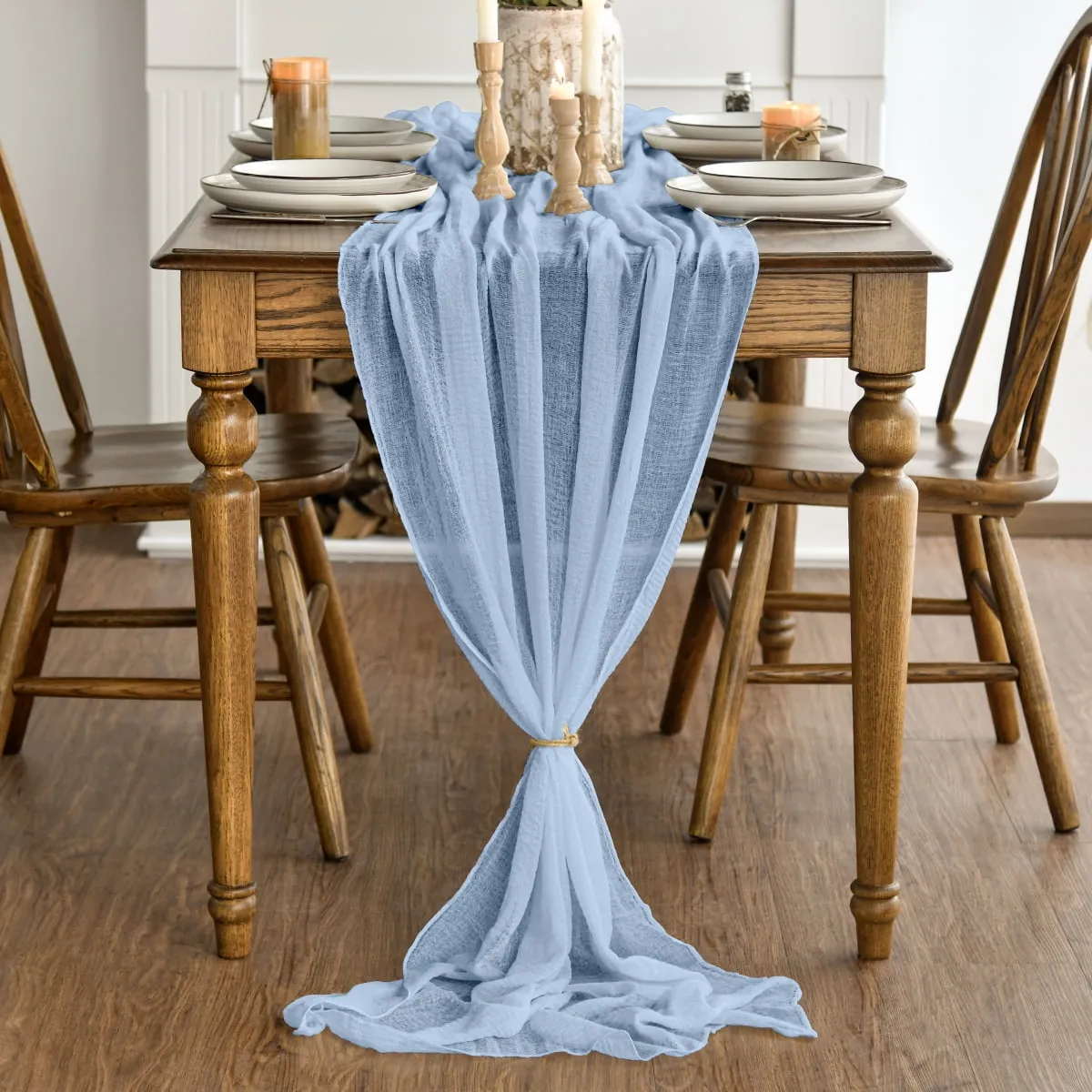 Ice Blue Cheesecloth Table Runner, 31 x 118 Inch Rustic Gauze Boho Tab –  Artoid Direct