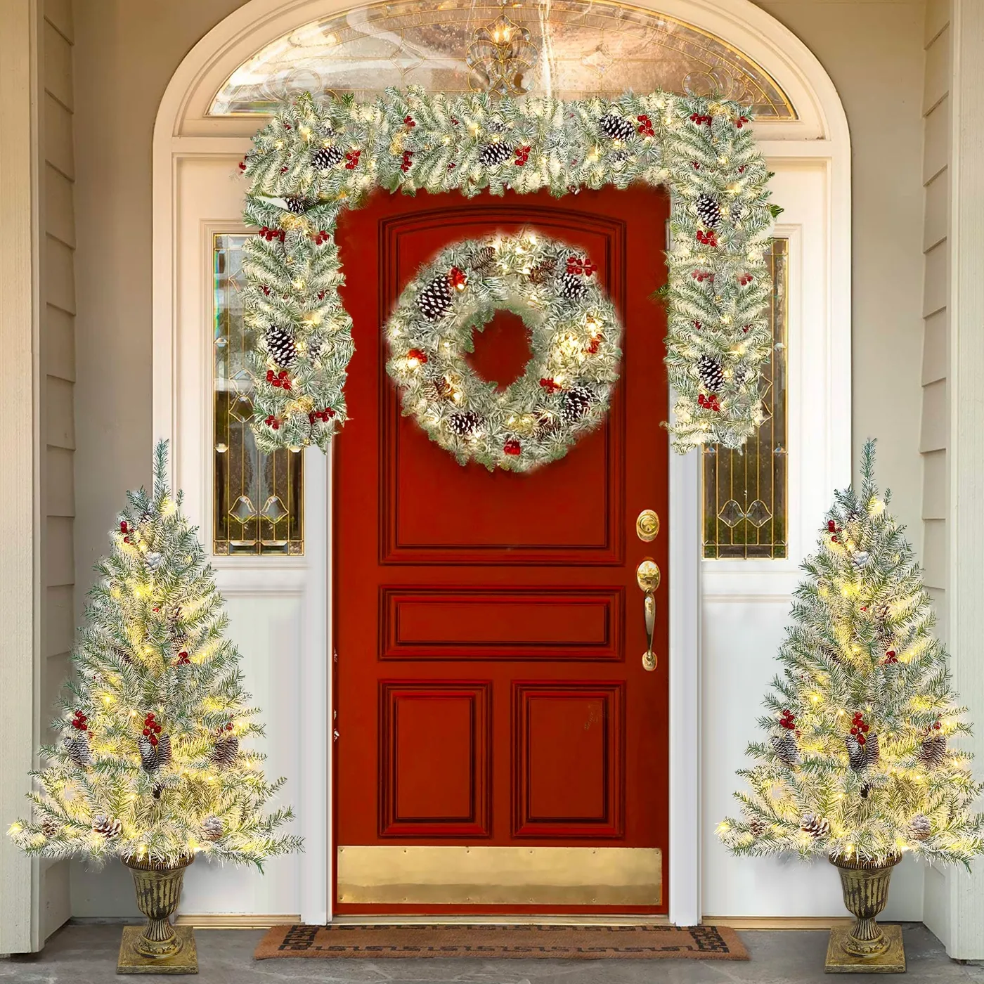 Indoor Christmas Door Garland Buy White Frosty Christmas Doorway Garland, Christmas Flower Garland Outdoor And Indoor