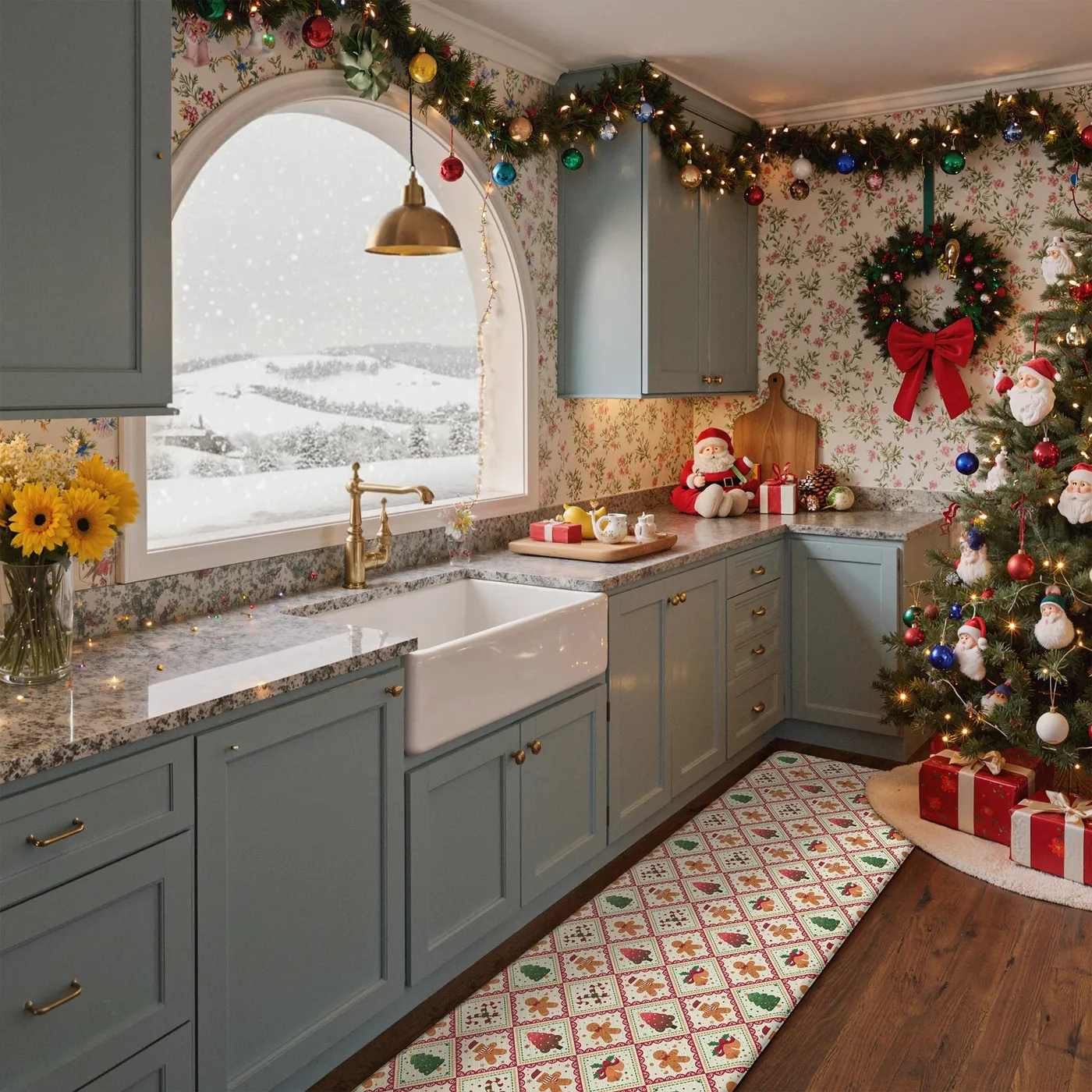 Isolde Christmas Gingerbread Man Padded Anti Fatigue Kitchen Mat