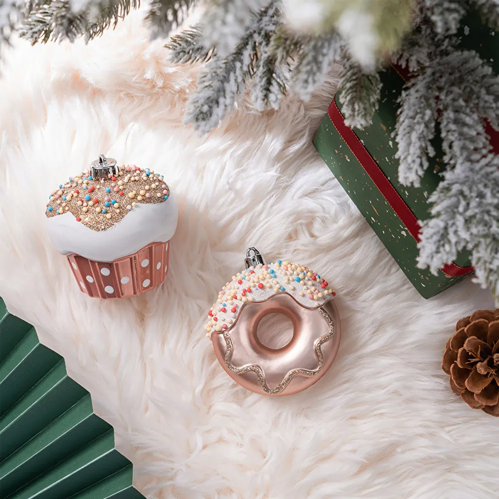 Karaca Home New Year Yılbaşı Donut Cupcake 2 Parça Ağaç Süsü Seti | Karaca Home