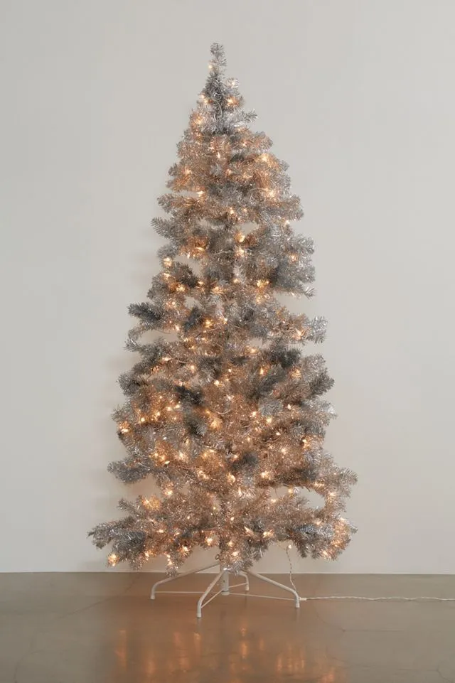 Kurt Adler 7' Pre-Lit Silver Tinsel Tree | Urban Outfitters