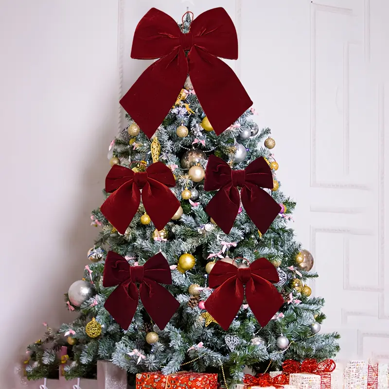 large christmas velvet bow decoration christmas tree bow - Temu