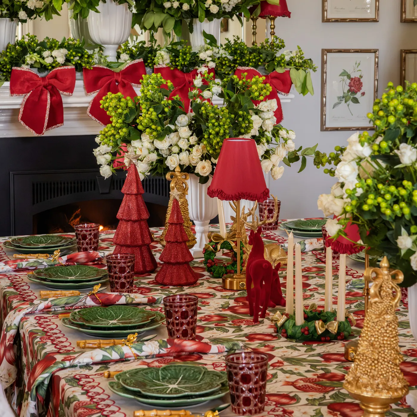Large Red Glitter Christmas Tree (Set of 2) | LUXE AND BEAU