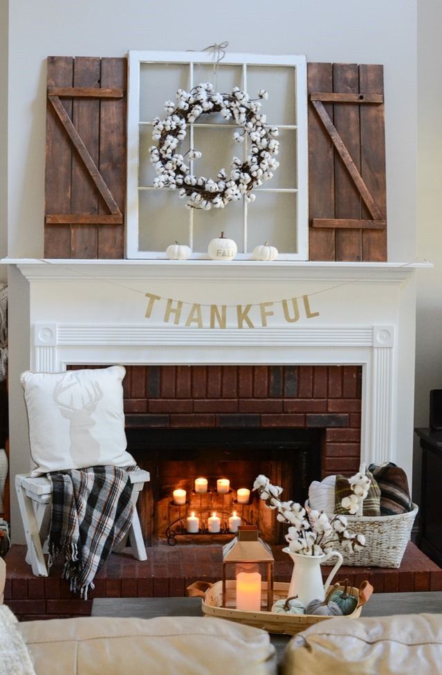 Layered Farmhouse Style Fall Mantel
