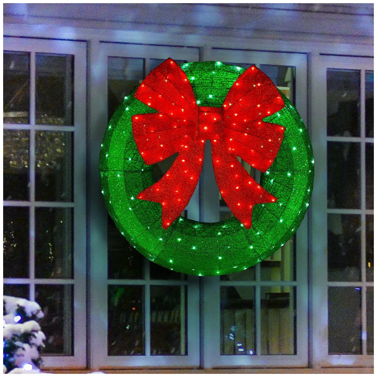 LED Green Wreath With Red Bow 90.5cm | Costco Australia