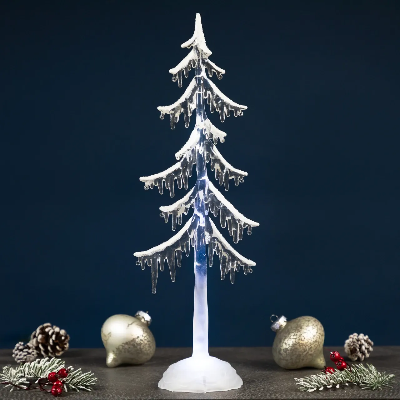 LED Lighted Acrylic Icicle Tree Christmas Decoration - 18' | Christmas