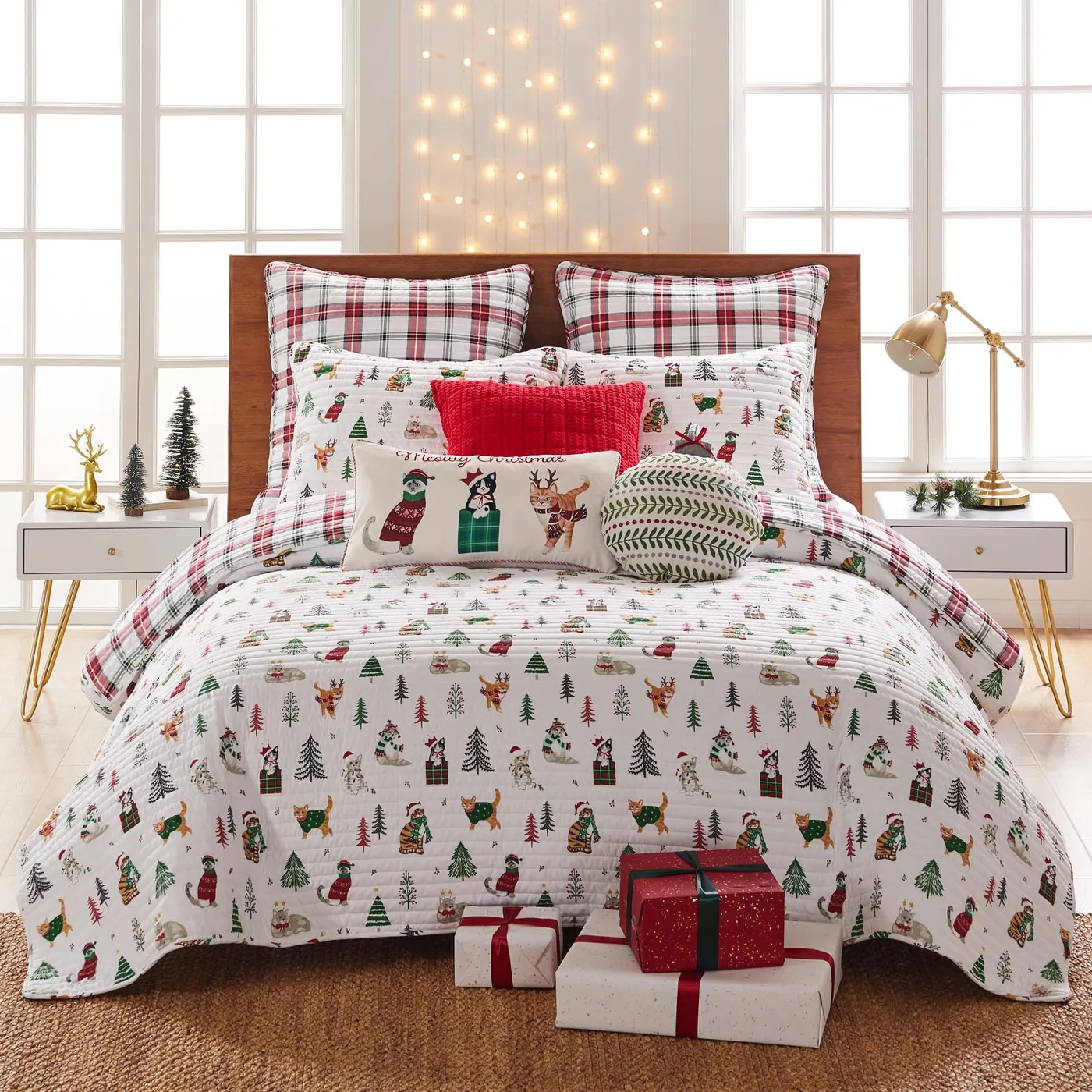 Levtex Home Meowy Christmas Euro Sham Set of 2 - Polyester