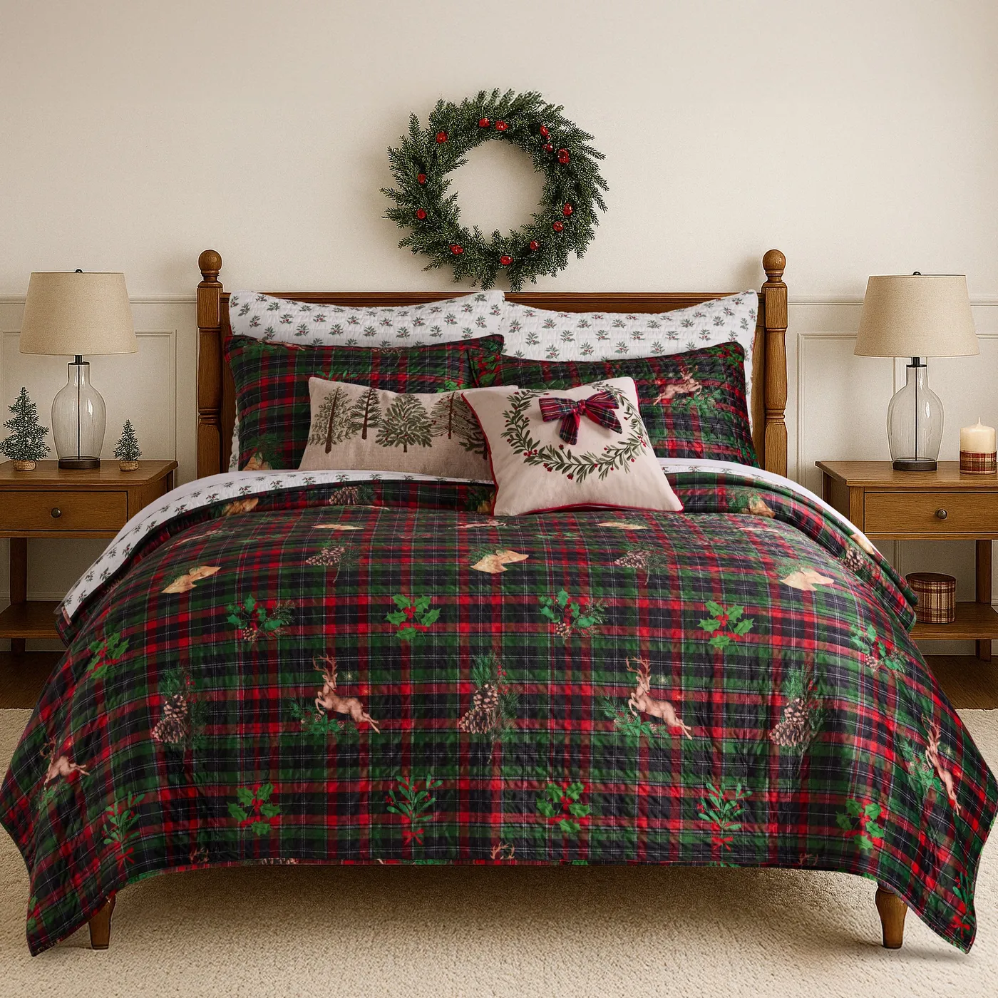 Levtex Home Merry Tartan Trees Pillow