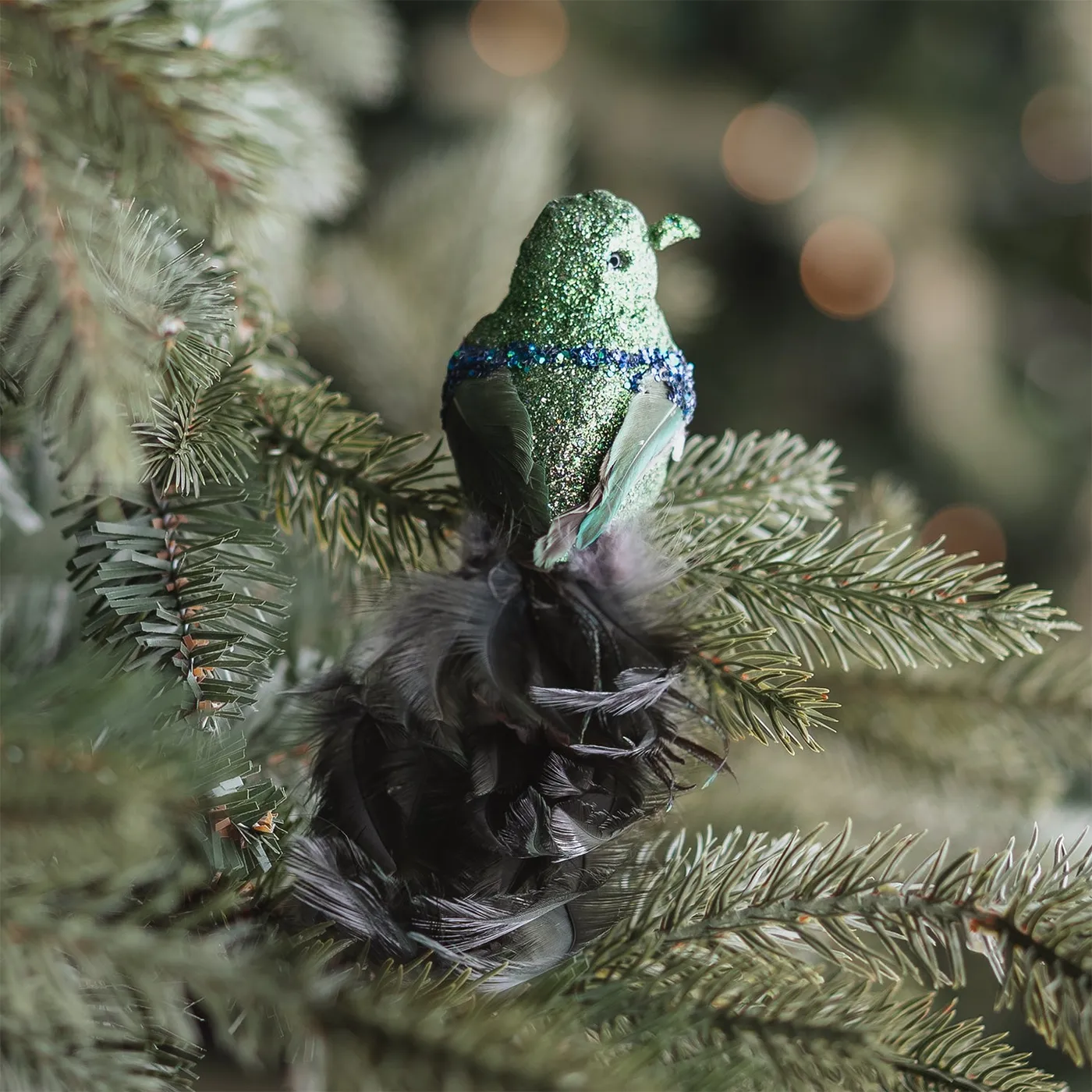Light green clip-on bird Christmas ornament 20 cm