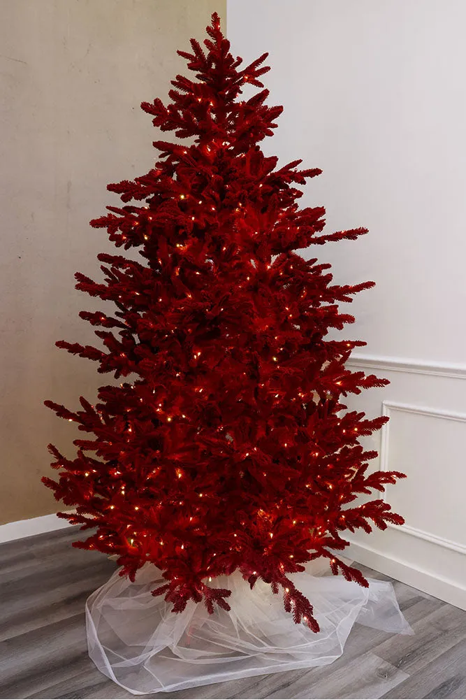 Luxury Pre-Lit Ruby Red Christmas Tree | 6ft & 8ft | Dancer & Dasher