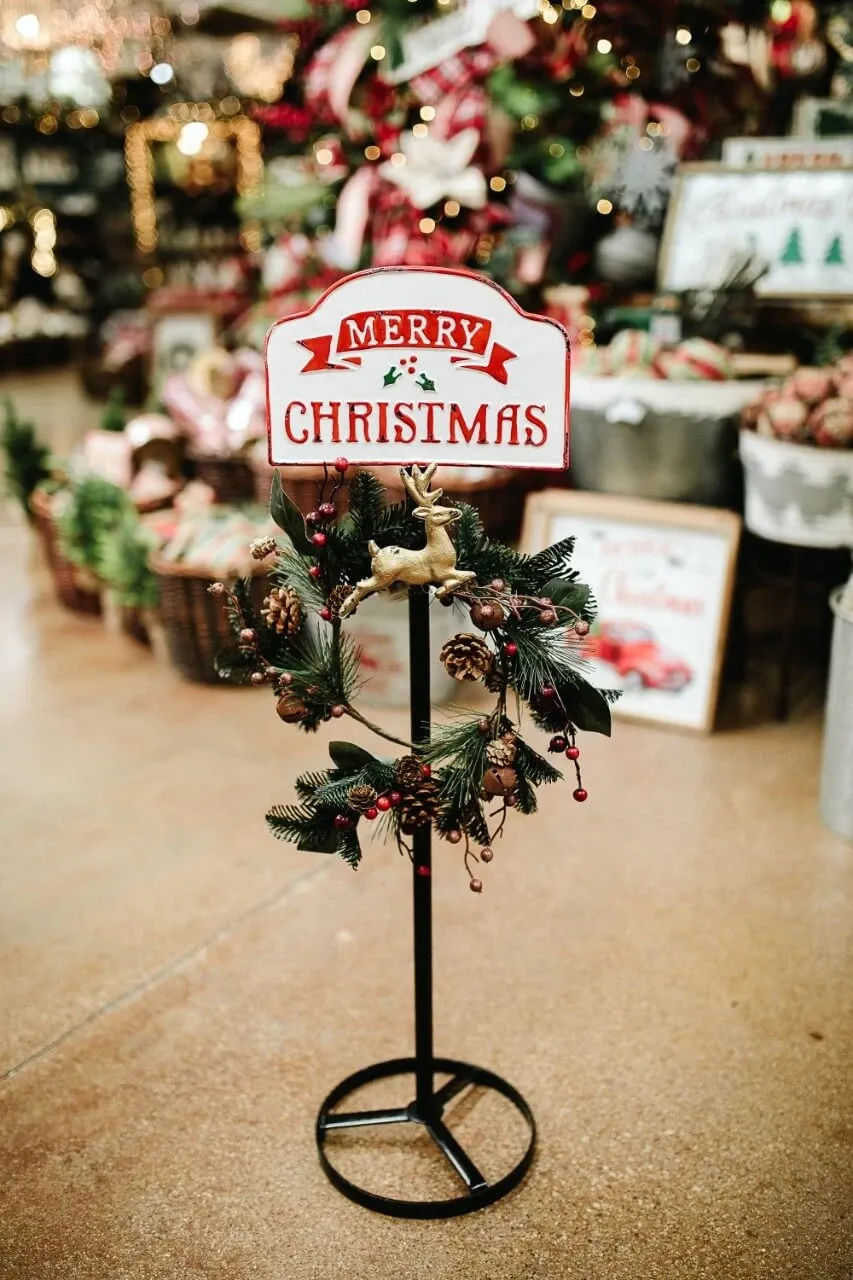 Merry Christmas Wreath Stand - Adjustable 43.5 Inch - Gerson