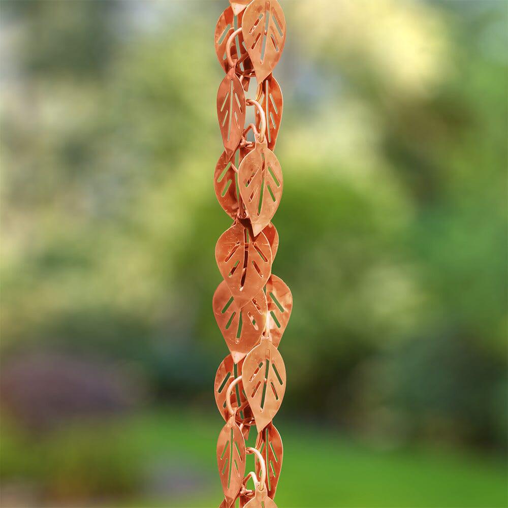 Monarch Rain Chains Pure Copper Cascading Leaves Rain Chain