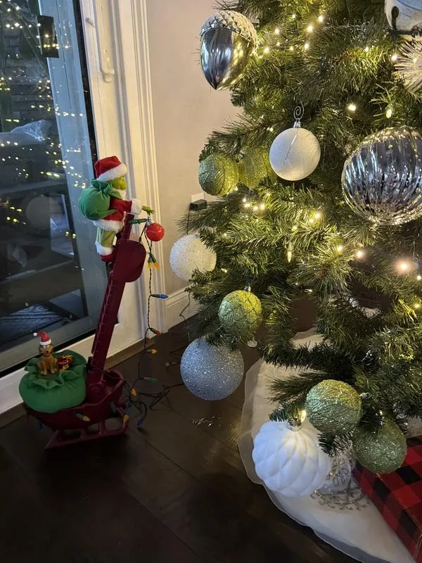 Mr Christmas Grinch's Animated Utility Sleigh 34.5 Inches Floor Decor