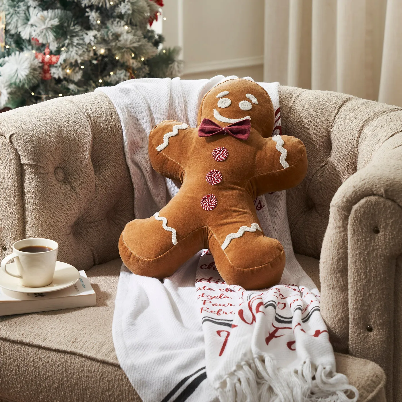 Mr. Gingerbread Appliqued Pillow 18x12 – VHC Brands Home Decor