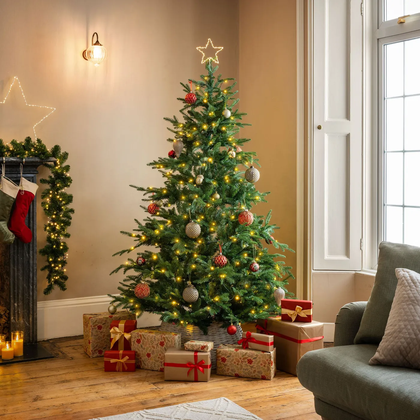 Nordmann Fir Artificial Christmas Tree | 6ft–8ft | Christow