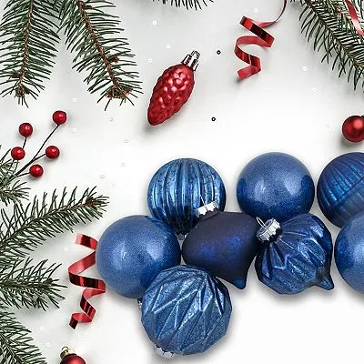 Northlight Blue Finial and Glass Ball Christmas Ornaments (Set of 12)