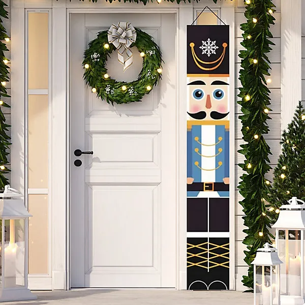 Nutcracker Christmas Decorations - 1 Pair Soldier Banner Model Hanging Porch Display for Indoor Outdoor Garden &