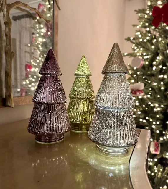 Ornament Glass Christmas Tree Light Up Glass Christmas Tree Decor With  Steady Warm White Lights