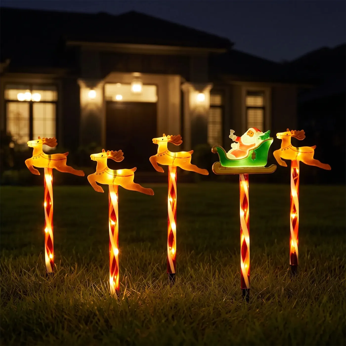 Outdoor Reindeer Lights – Solar Waterproof LED Pathway Set