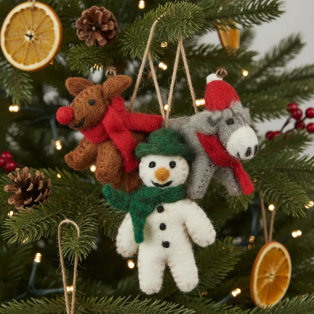 Pattern Felt Christmas Decorations Handmade Felt Christmas Cuties (Set Of 3) Hanging Decorations – Felt So Good
