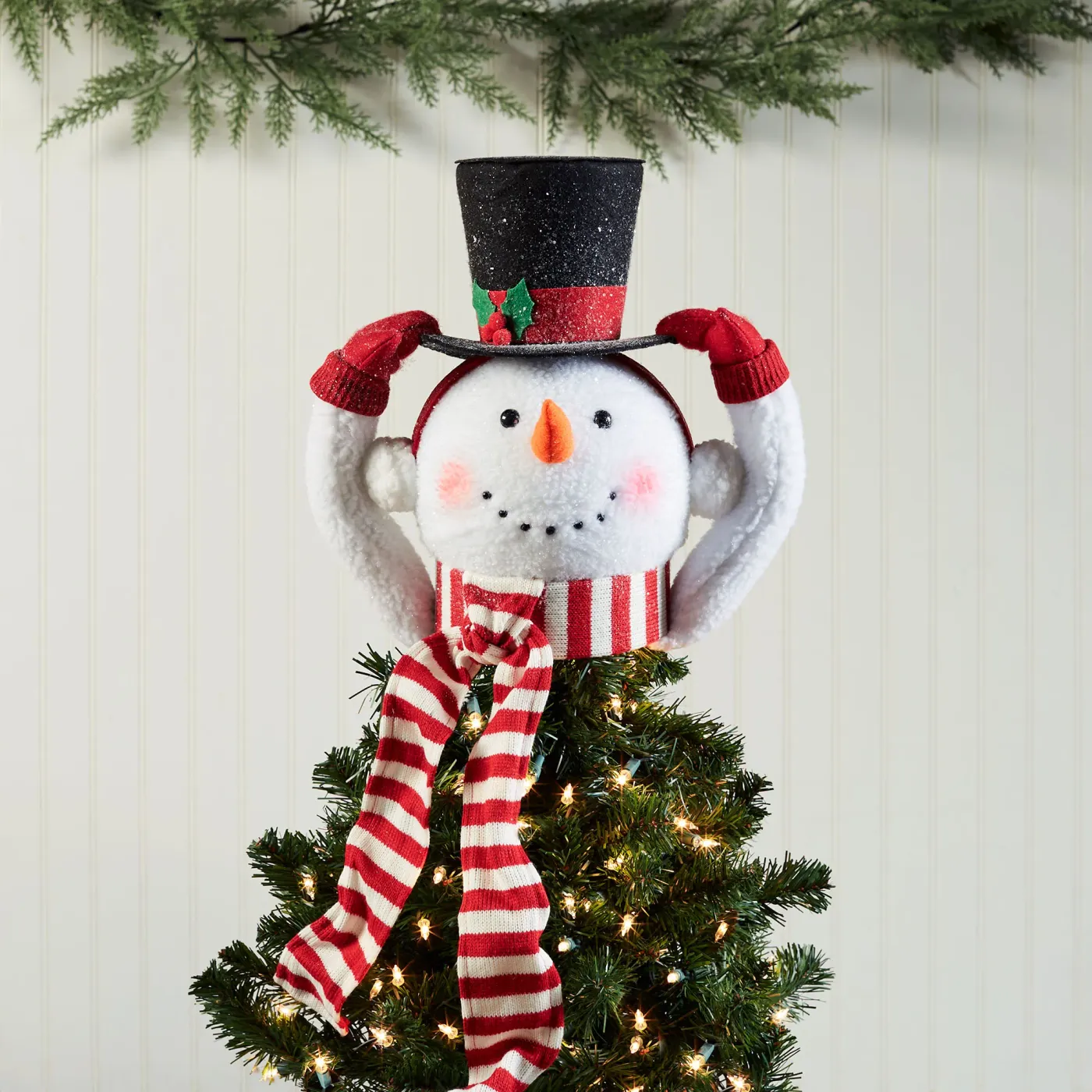 Peppermint Snowman Head Tree Topper