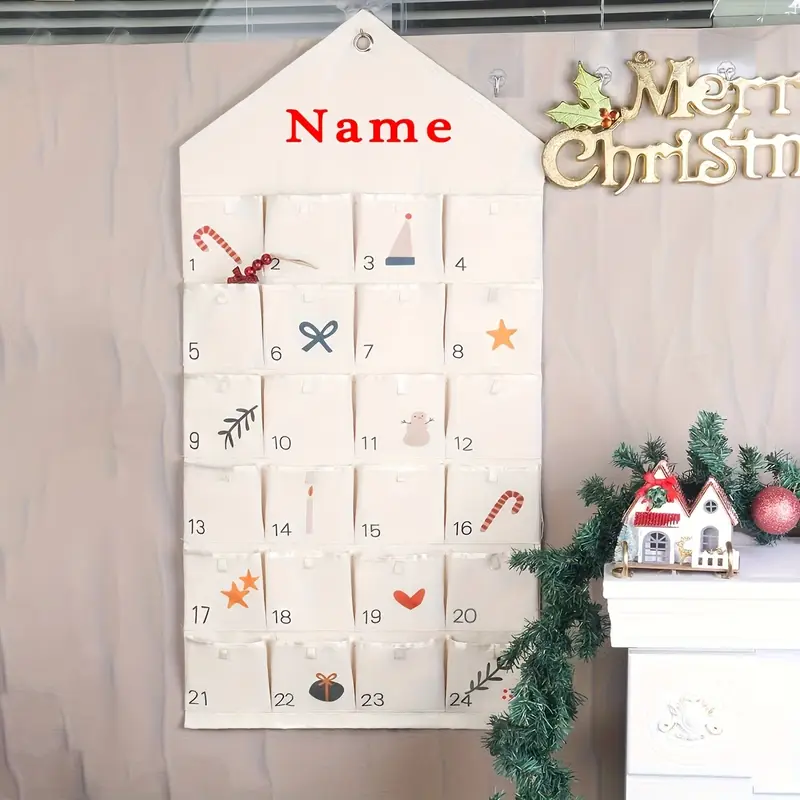 personalized embroidered beige fabric christmas advent - Temu Bahrain