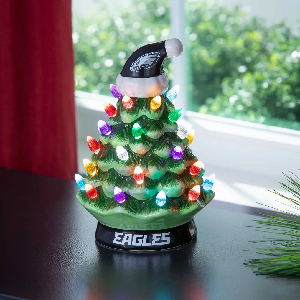 Philadelphia Eagles 8' Light Up Ceramic LED Christmas Tree