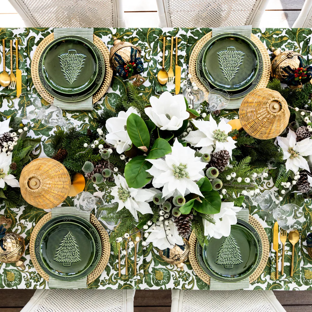 Pinecone & Christmas Tree Green Dinnerware | Ceramic Tableware