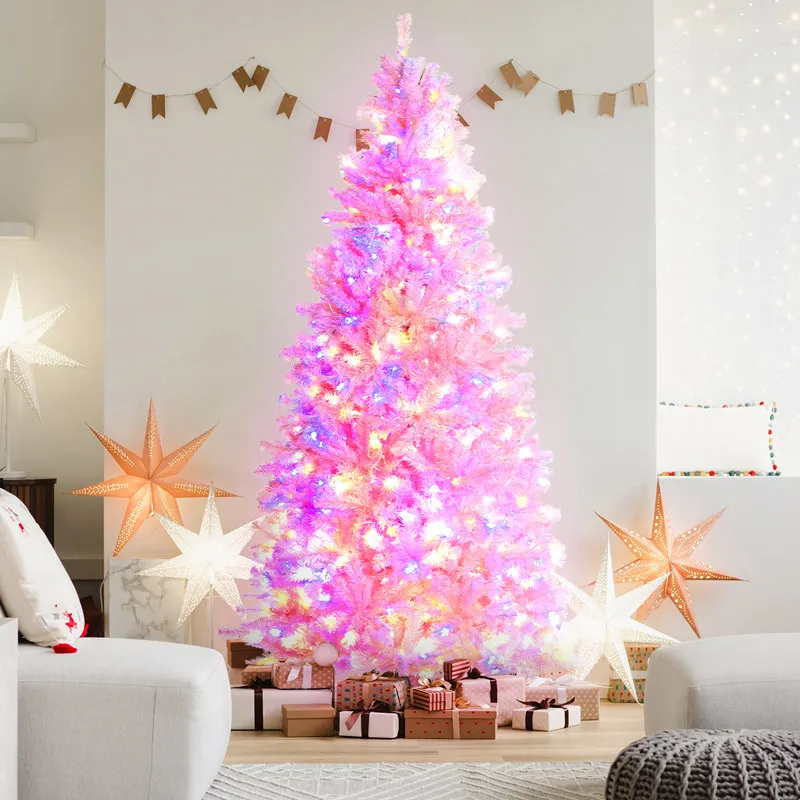 Pink Christmas Lights On Tree The Holiday Aisle® Pink Christmas Tree With Lights, Unique Colored