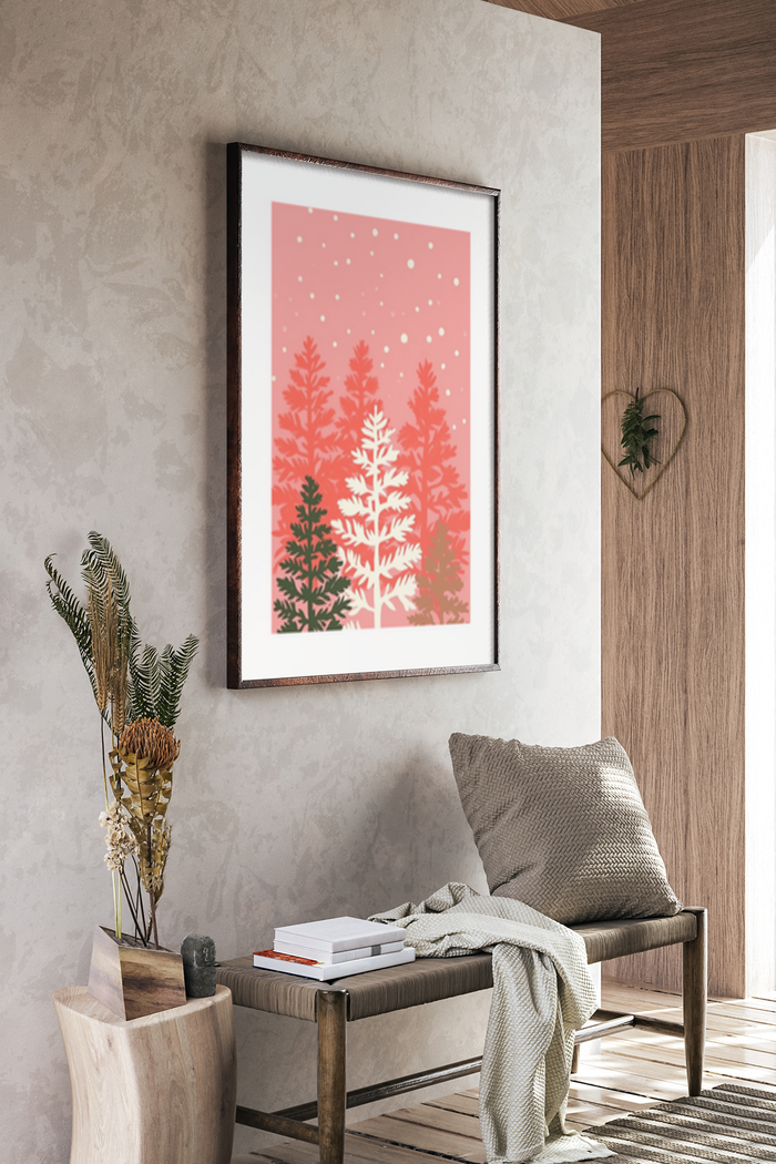 Pink Winter Forest Poster - Klumo Shop